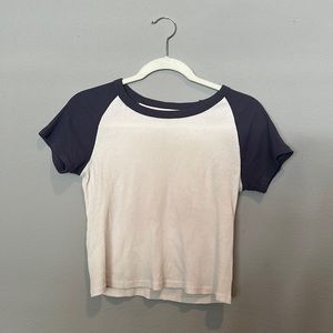 John Galt Crop Tee- Navy Sleeves